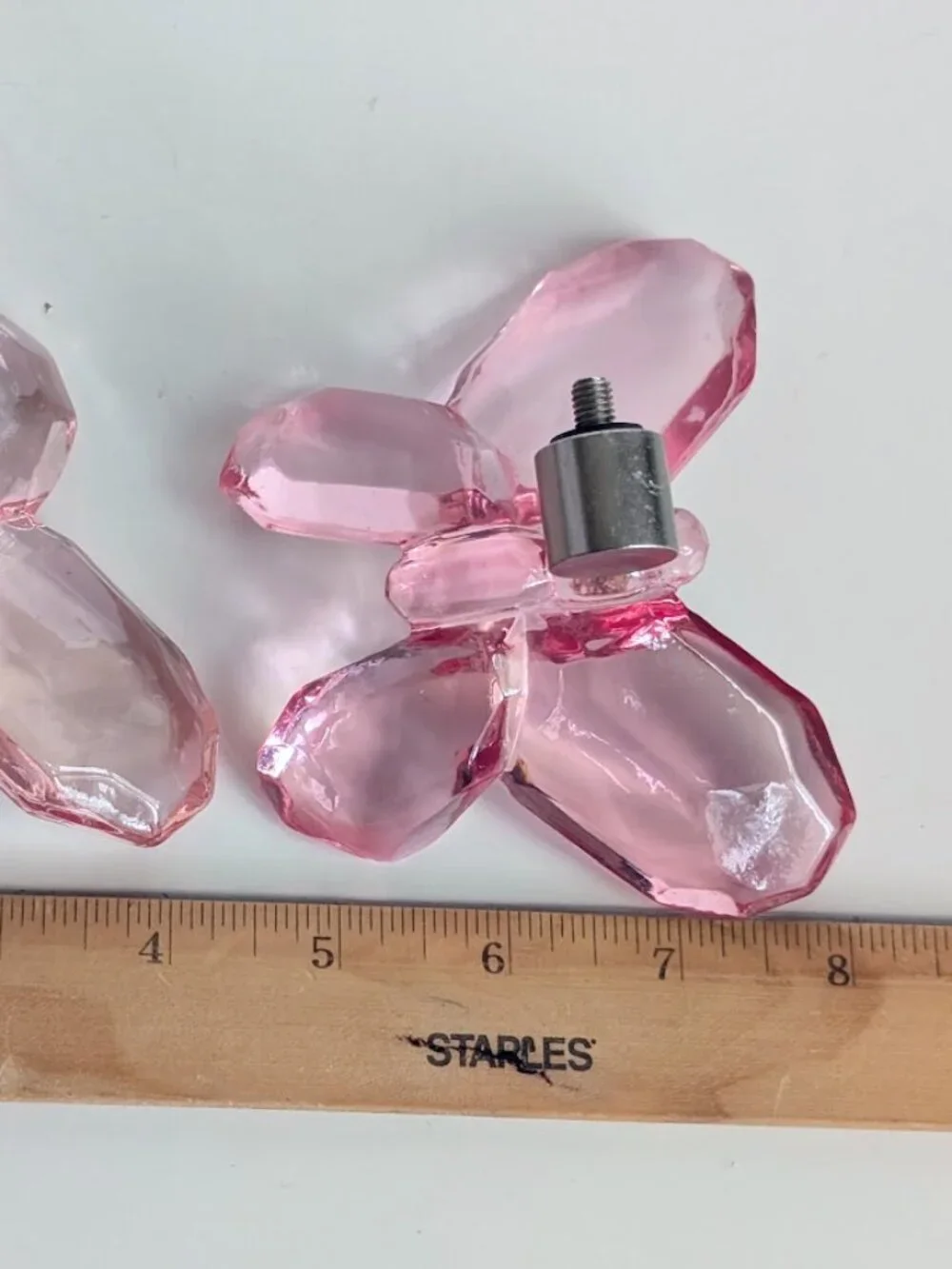 2 Pottery Barn Crystal Look Butterfly Curtain Rod Finials